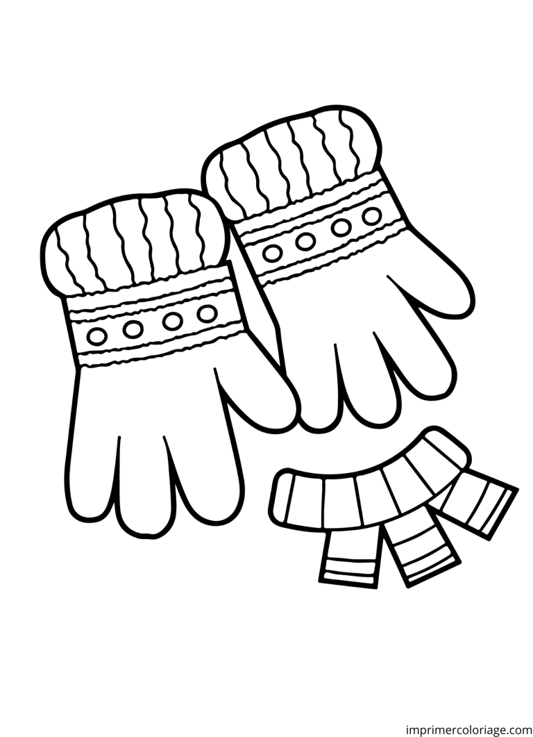 Coloriage gants hiver - dessin gratuit &agrave; imprimer