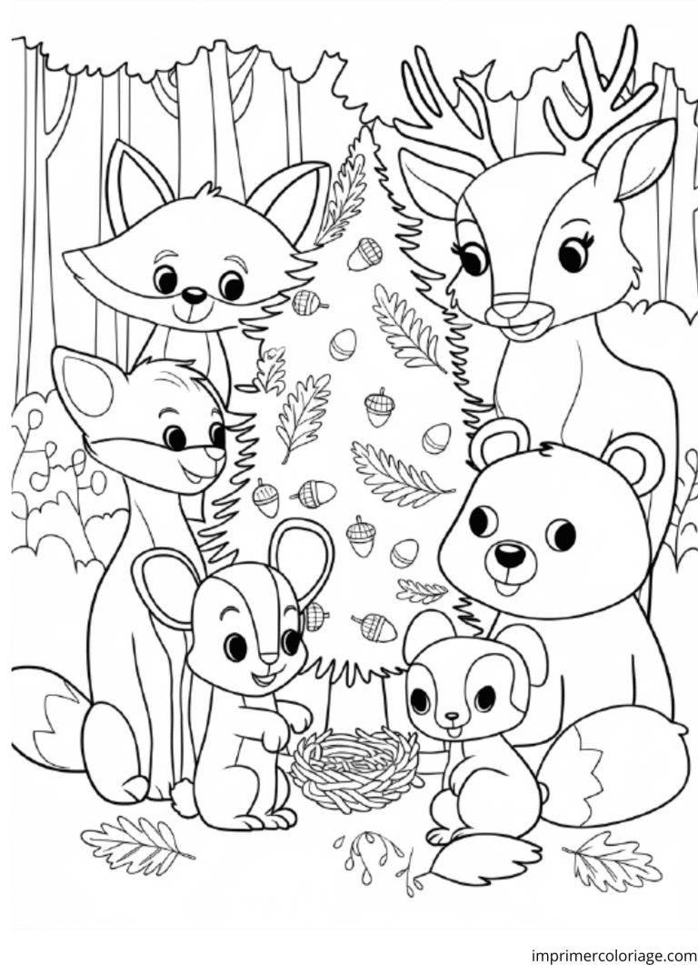 Coloriage hiver famille renne - dessin gratuit &agrave; imprimer