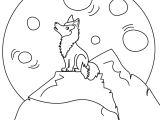 Coloriage loup au clair de lune à imprimer Coloriage loup au clair de lune - dessin gratuit à imprimer