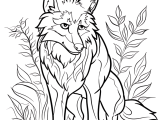 Coloriage loup dans les herbes à imprimer Coloriage loup dans les herbes - dessin gratuit à imprimer