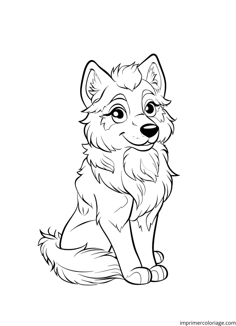 Coloriage loup fille - dessin gratuit &agrave; imprimer