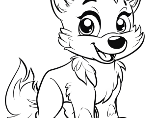 Coloriage loup kawaii à imprimer Coloriage loup kawaii - dessin gratuit à imprimer