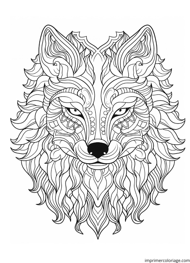 Coloriage loup mandala - dessin gratuit &agrave; imprimer