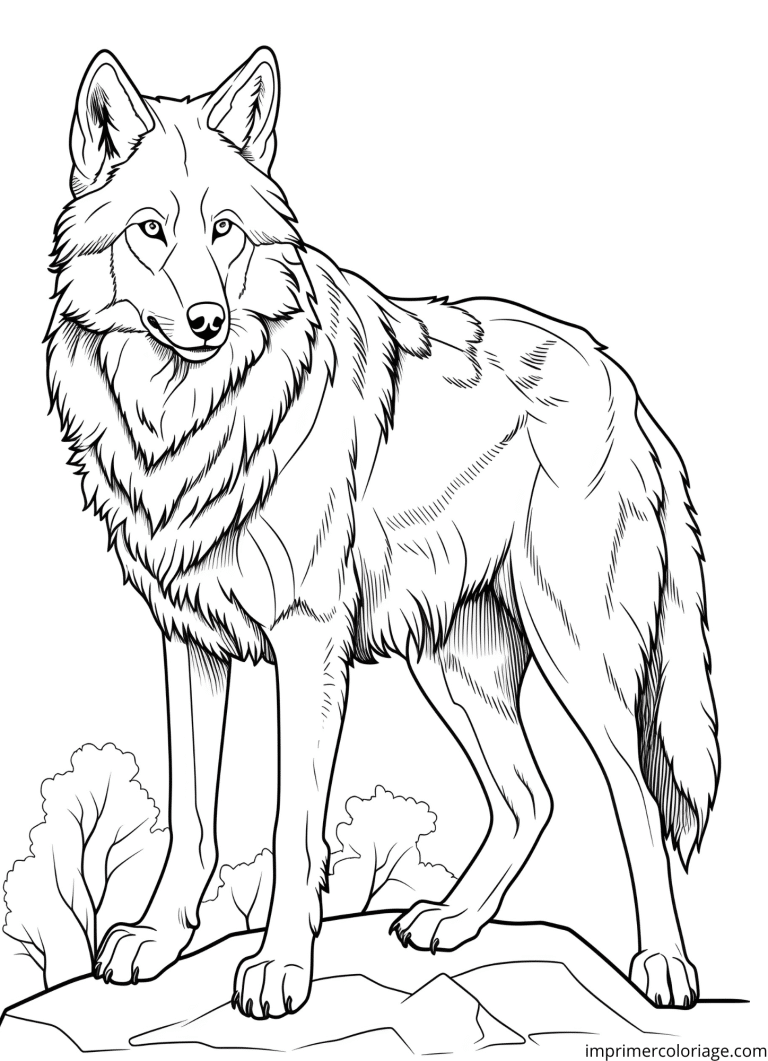 Coloriage loup montagne - dessin gratuit &agrave; imprimer