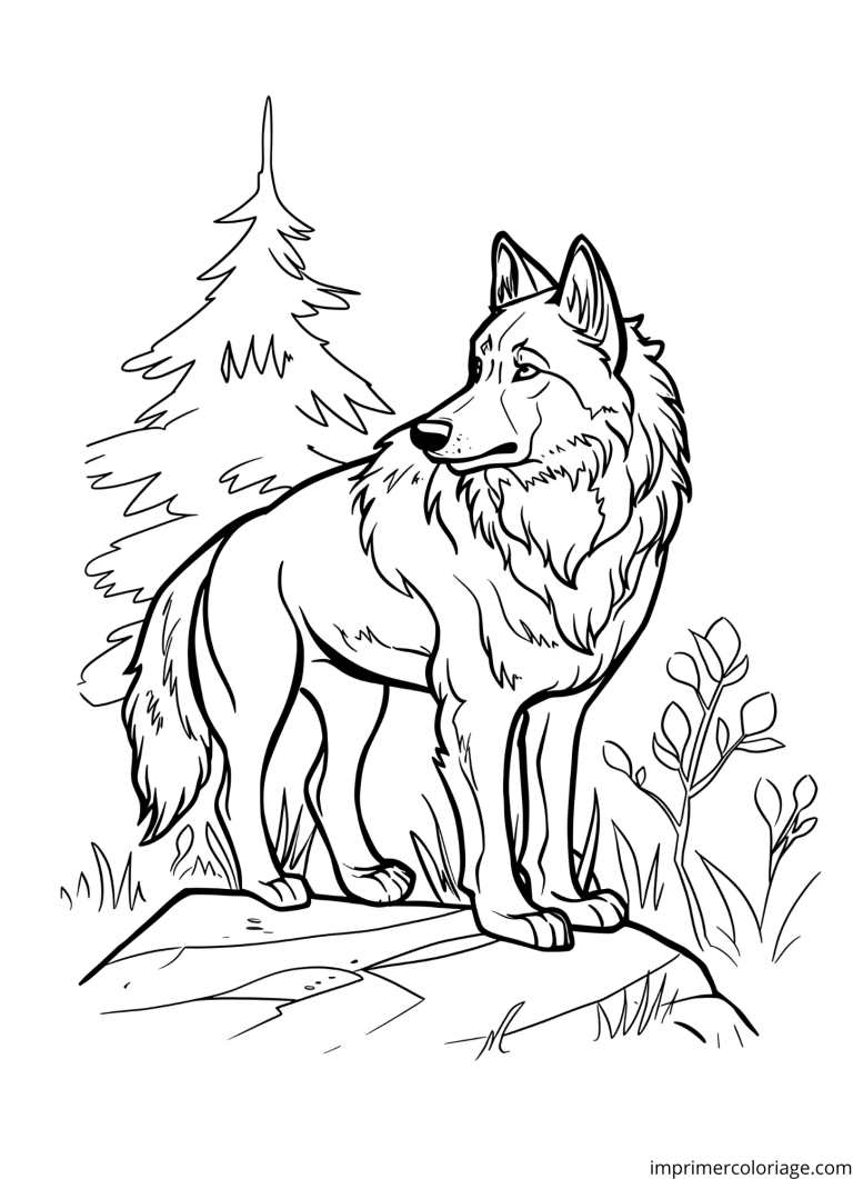 Coloriage loup nuit - dessin gratuit &agrave; imprimer