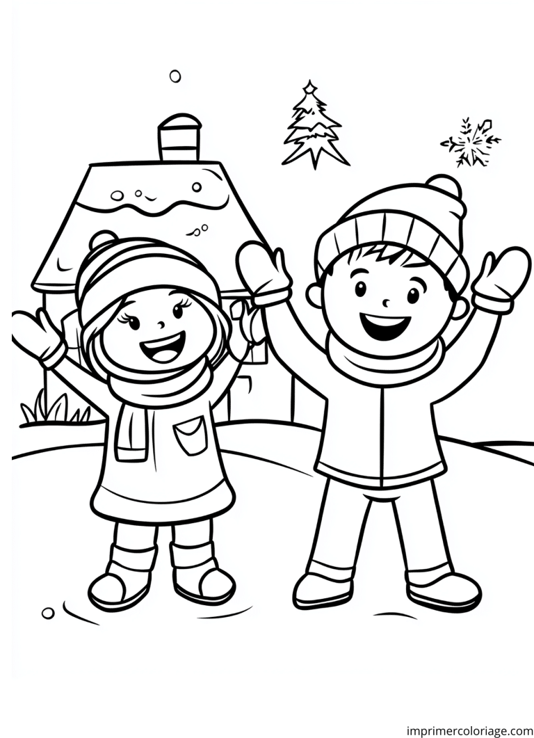 Coloriage pour enfant hiver - dessin gratuit &agrave; imprimer