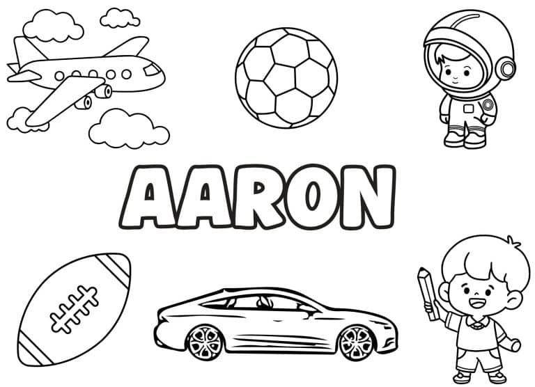 Coloriage prenom Aaron simple - dessin gratuit &agrave; imprimer