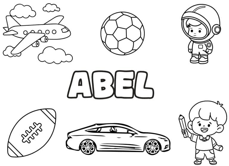 Coloriage prenom Abel simple - dessin gratuit &agrave; imprimer