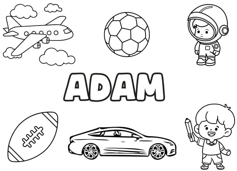 Coloriage prenom Adam simple - dessin gratuit &agrave; imprimer