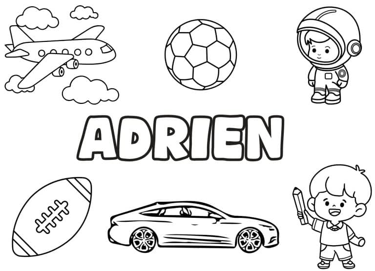 Coloriage prenom Adrien simple - dessin gratuit &agrave; imprimer