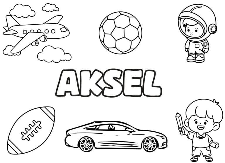 Coloriage prenom Aksel simple - dessin gratuit &agrave; imprimer