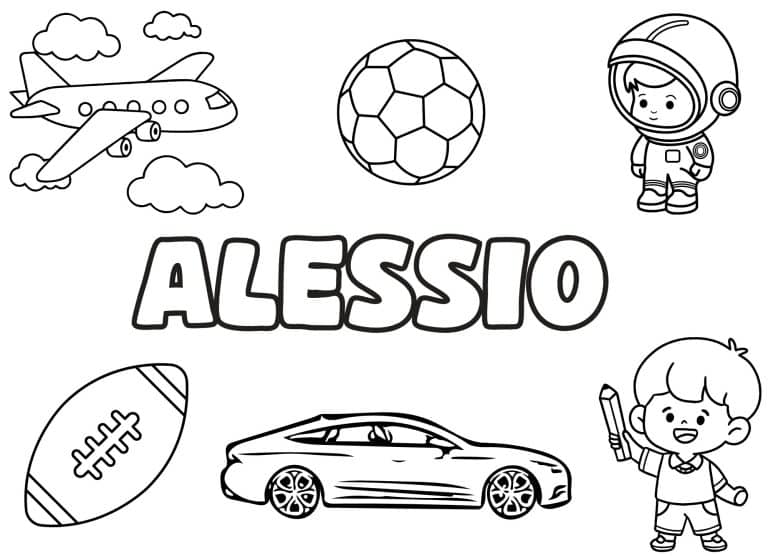 Coloriage prenom Alessio simple - dessin gratuit &agrave; imprimer