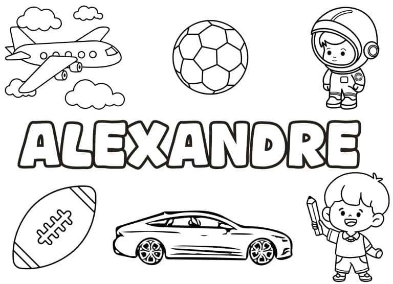 Coloriage prenom Alexandre simple - dessin gratuit &agrave; imprimer