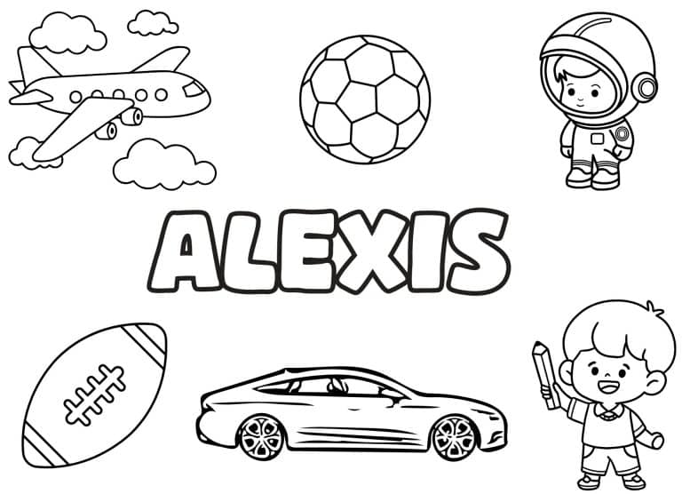 Coloriage prenom Alexis simple - dessin gratuit &agrave; imprimer