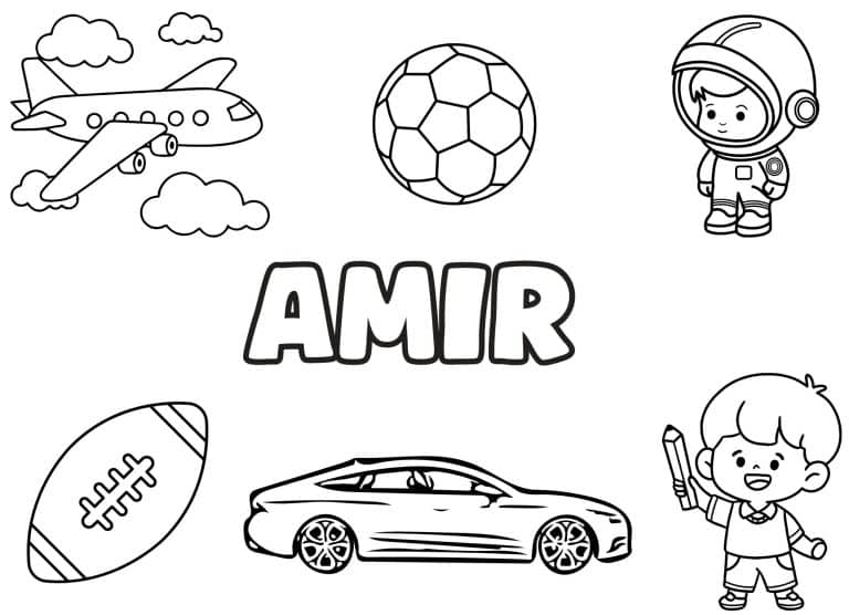 Coloriage prenom Amir simple - dessin gratuit &agrave; imprimer