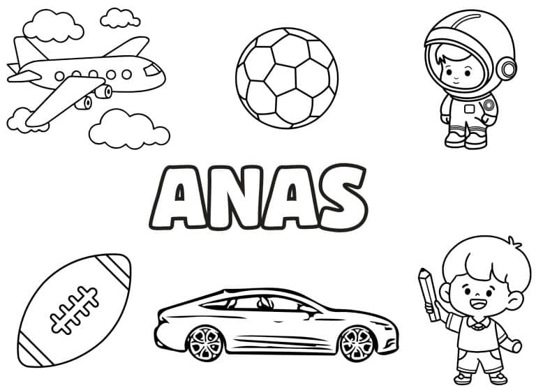Coloriage prenom Anas simple - dessin gratuit &agrave; imprimer