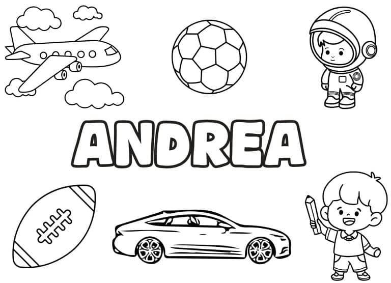 Coloriage prenom Andrea simple - dessin gratuit &agrave; imprimer