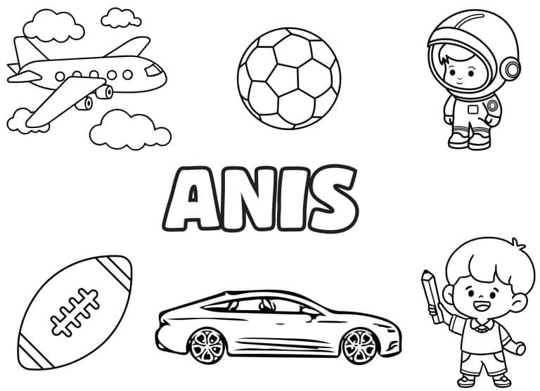 Coloriage prenom Anis simple - dessin gratuit &agrave; imprimer