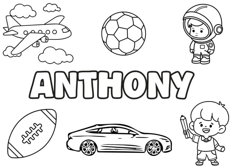 Coloriage prenom Anthony simple - dessin gratuit &agrave; imprimer