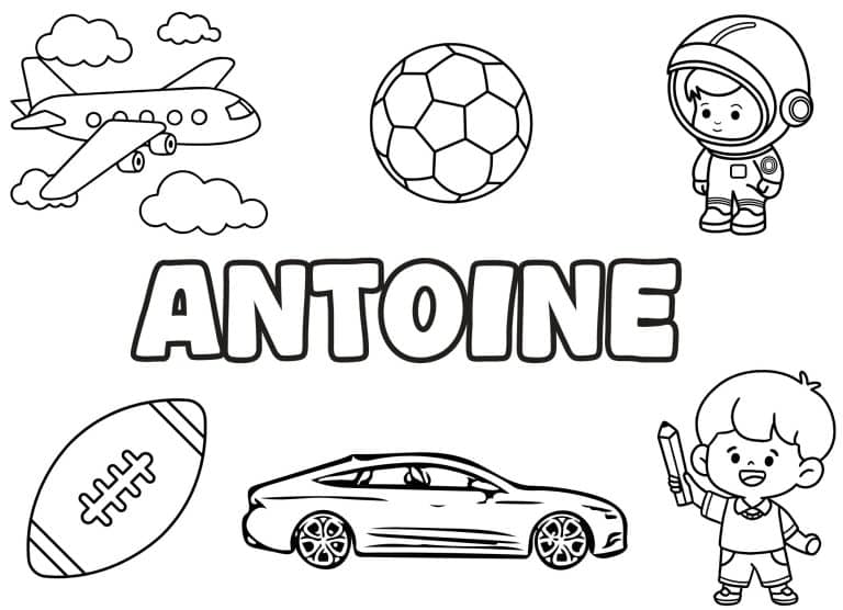 Coloriage prenom Antoine simple - dessin gratuit &agrave; imprimer