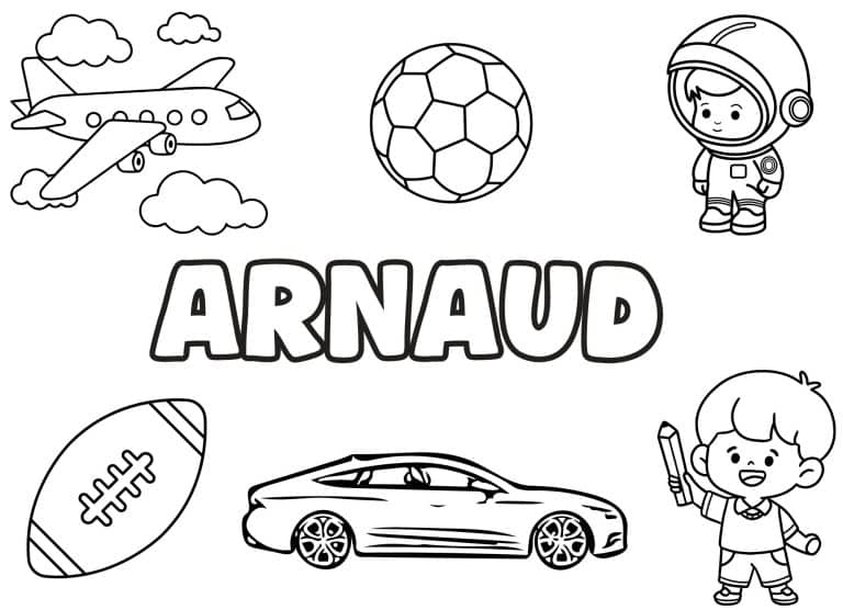 Coloriage prenom Arnaud simple - dessin gratuit &agrave; imprimer