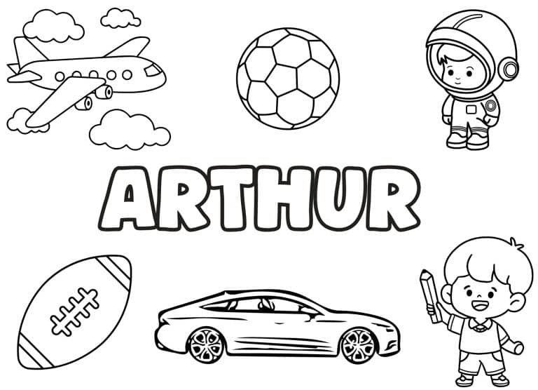 Coloriage prenom Arthur simple - dessin gratuit &agrave; imprimer