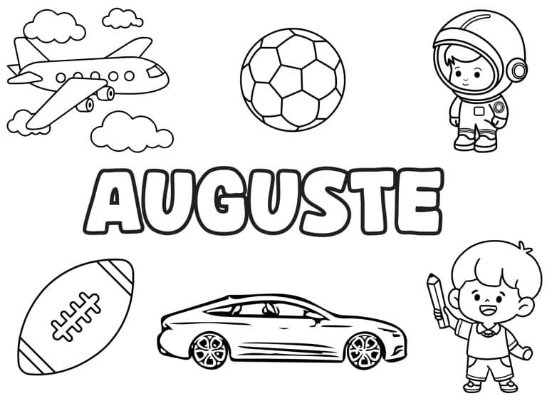 Coloriage prenom Auguste simple - dessin gratuit &agrave; imprimer
