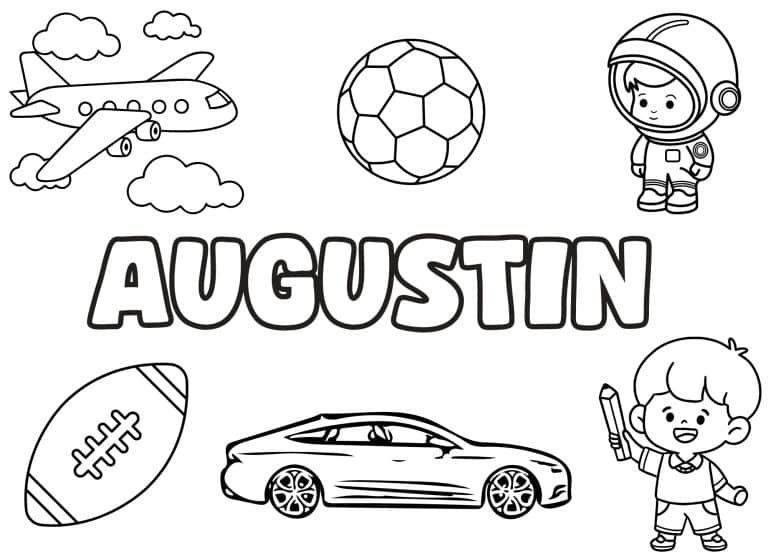 Coloriage prenom Augustin simple - dessin gratuit &agrave; imprimer