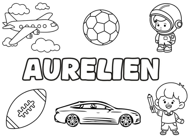 Coloriage prenom Aurelien simple - dessin gratuit &agrave; imprimer