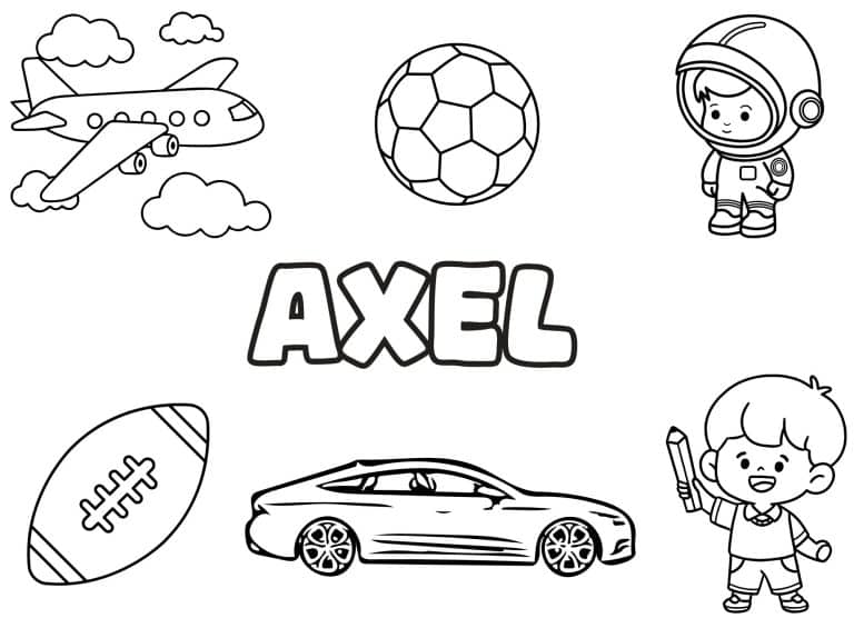 Coloriage prenom Axel simple - dessin gratuit &agrave; imprimer