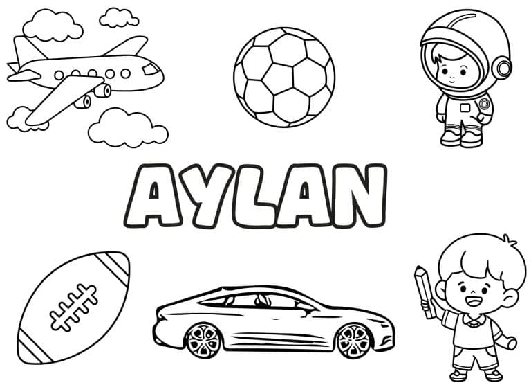 Coloriage prenom Aylan simple - dessin gratuit &agrave; imprimer