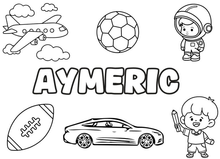 Coloriage prenom Aymeric simple - dessin gratuit &agrave; imprimer