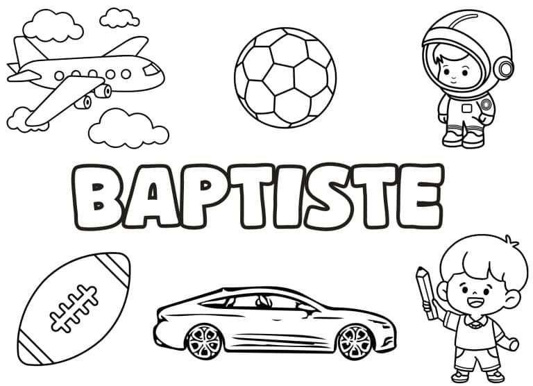 Coloriage prenom Baptiste simple - dessin gratuit &agrave; imprimer
