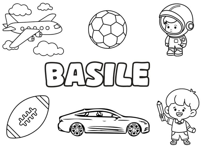Coloriage prenom Basile simple - dessin gratuit &agrave; imprimer