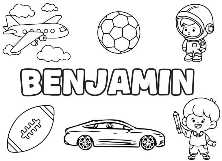 Coloriage prenom Benjamin simple - dessin gratuit &agrave; imprimer