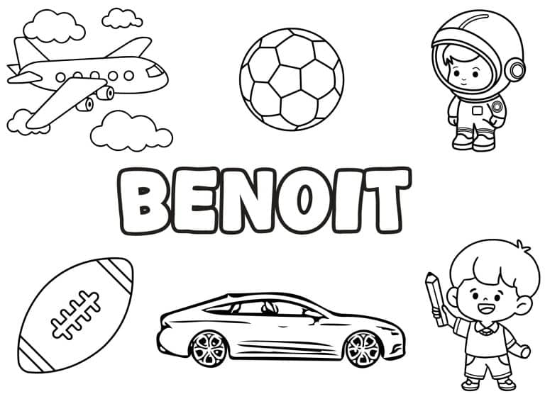 Coloriage prenom Benoit simple - dessin gratuit &agrave; imprimer