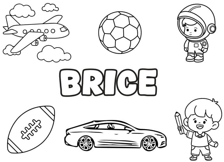 Coloriage prenom Brice simple - dessin gratuit &agrave; imprimer