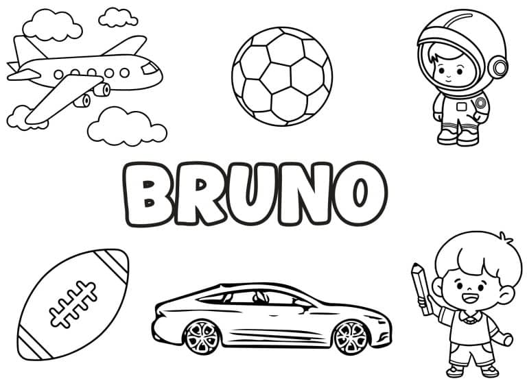 Coloriage prenom Bruno simple - dessin gratuit &agrave; imprimer