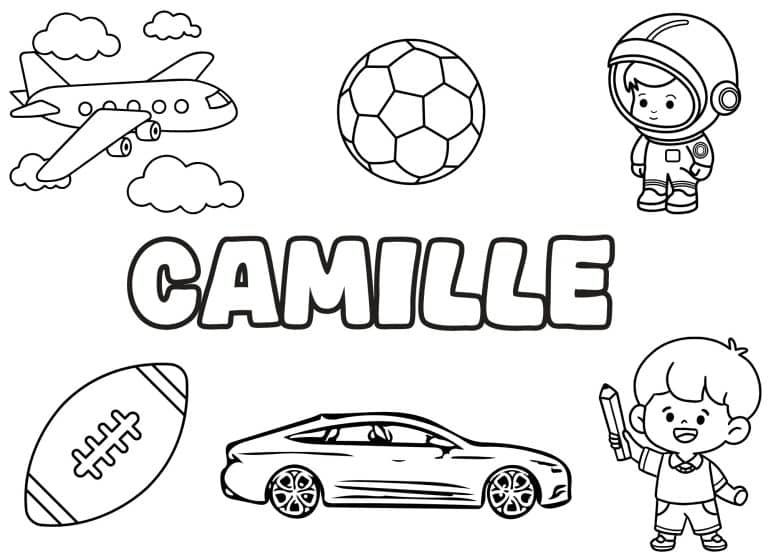 Coloriage prenom Camille simple - dessin gratuit &agrave; imprimer