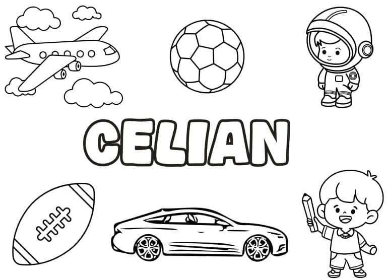 Coloriage prenom Celian simple - dessin gratuit &agrave; imprimer