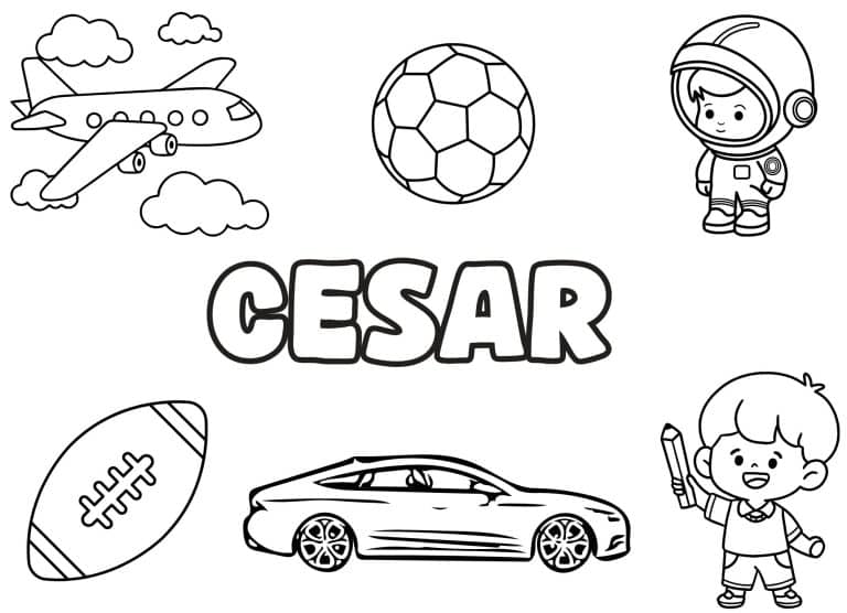 Coloriage prenom Cesar simple - dessin gratuit &agrave; imprimer