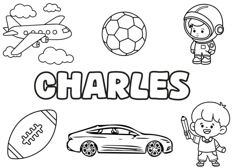 Coloriage prenom Charles simple - dessin gratuit &agrave; imprimer