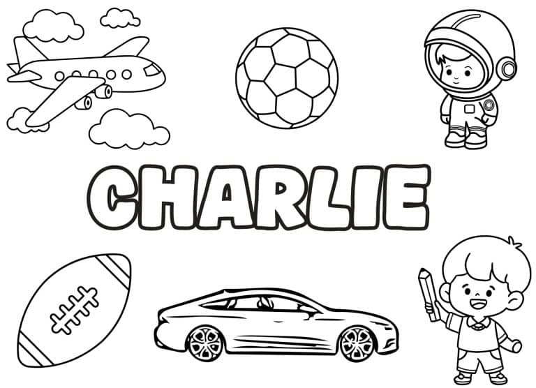 Coloriage prenom Charlie simple - dessin gratuit &agrave; imprimer