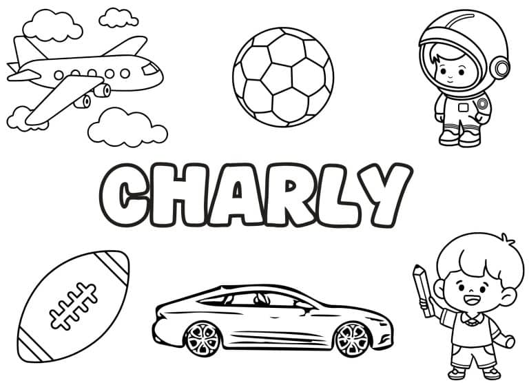 Coloriage prenom Charly simple - dessin gratuit &agrave; imprimer