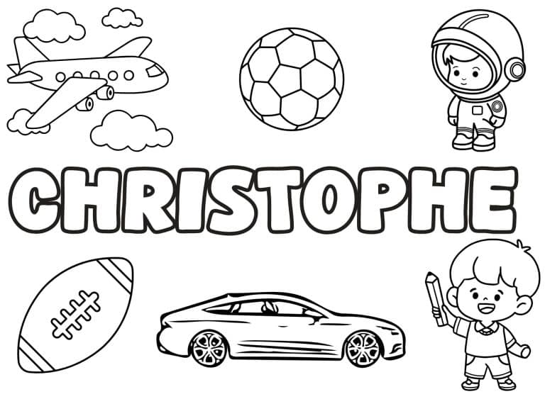 Coloriage prenom Christophe simple - dessin gratuit &agrave; imprimer