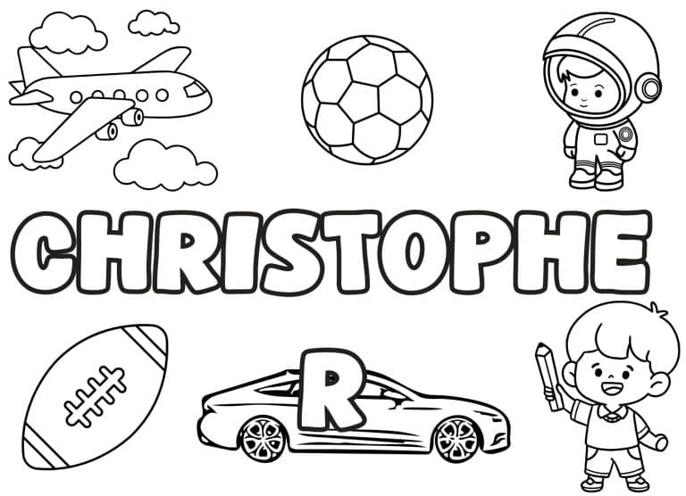 Coloriage prenom Christopher simple - dessin gratuit &agrave; imprimer