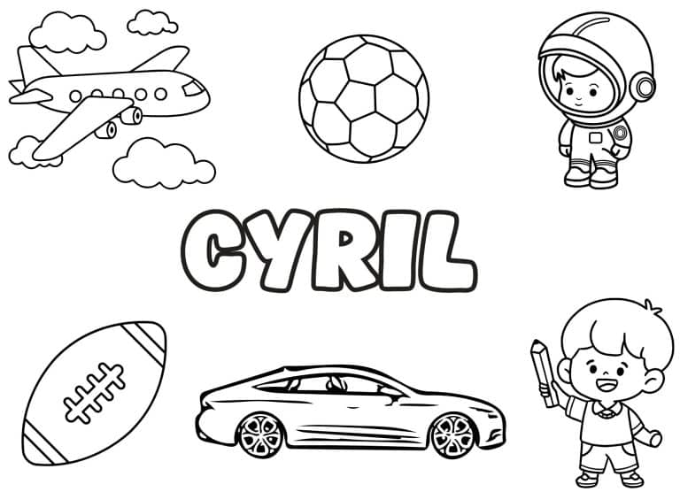 Coloriage prenom Cyril simple - dessin gratuit &agrave; imprimer