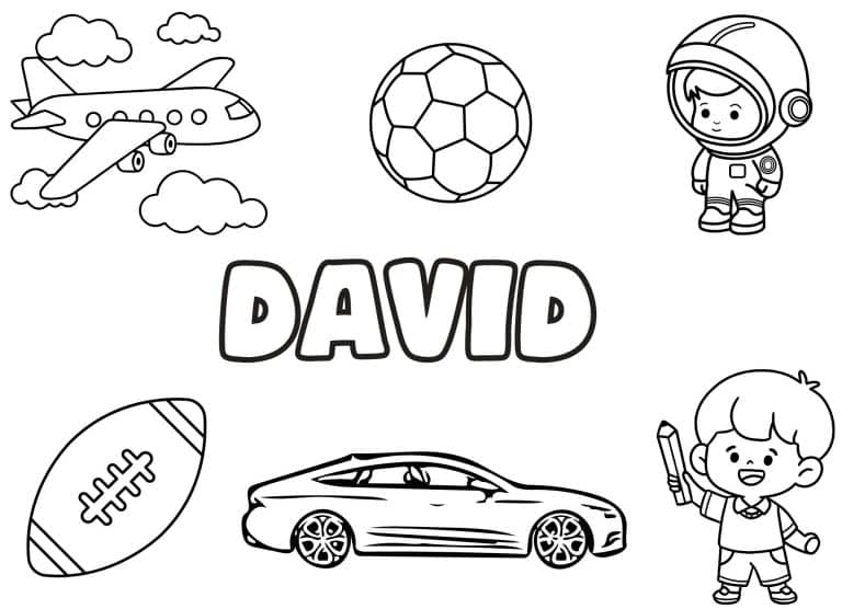 Coloriage prenom David simple - dessin gratuit &agrave; imprimer