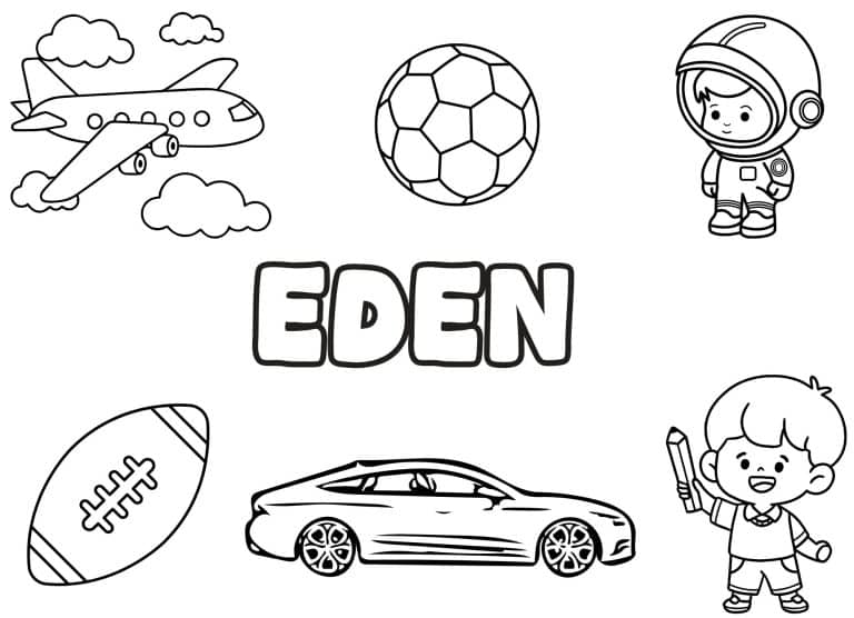 Coloriage prenom Eden simple - dessin gratuit &agrave; imprimer
