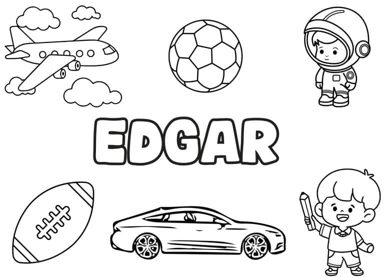 Coloriage prenom Edgar simple - dessin gratuit &agrave; imprimer